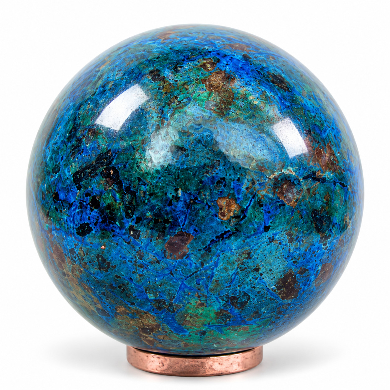 Natural Azurite Malachite Chrysocolla Blue Green Gemstone Sphere 140g 47mm