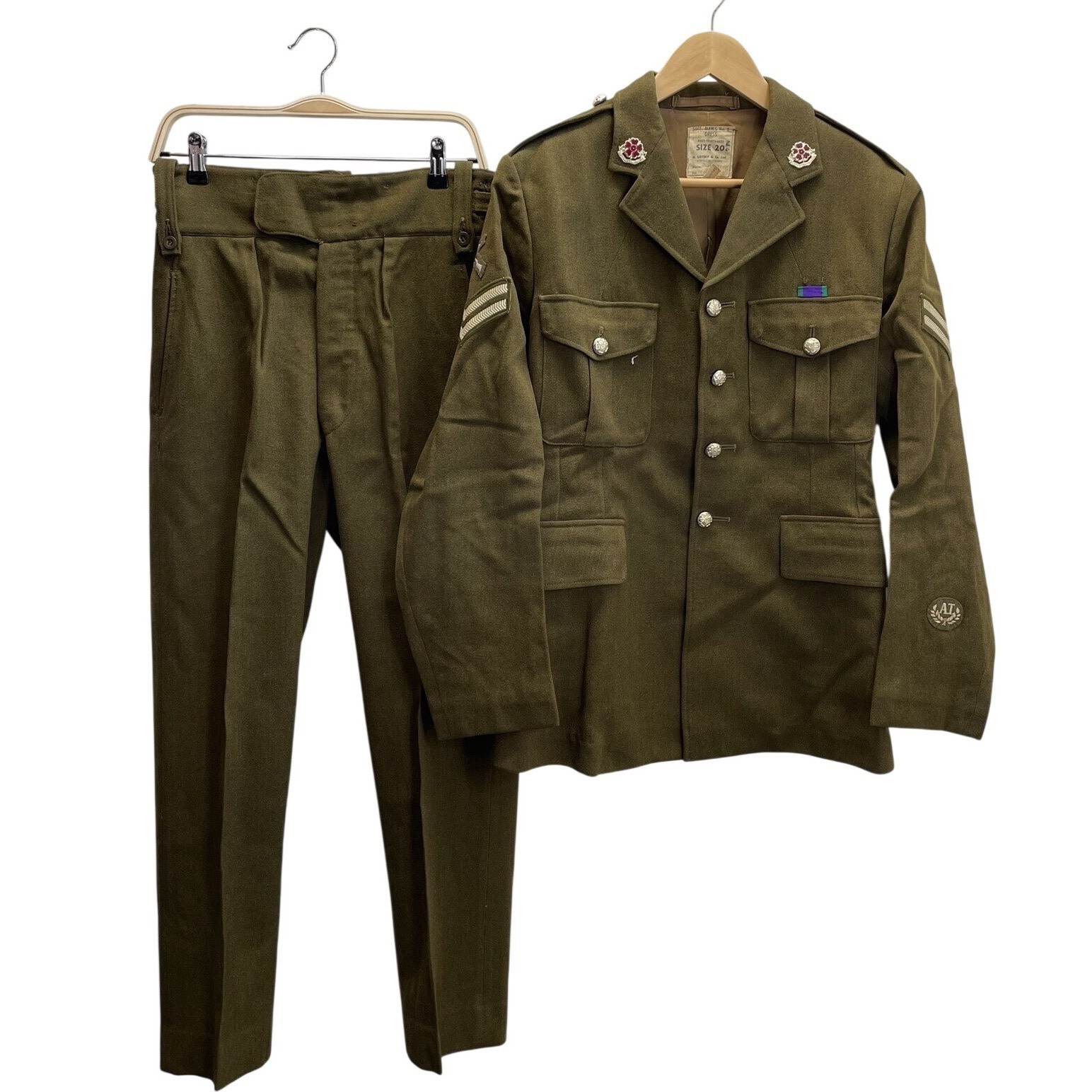 VTG Queen\'s Lancashire Regiment Service Dress Jacket & Trousers HAS WEAR DATE ?