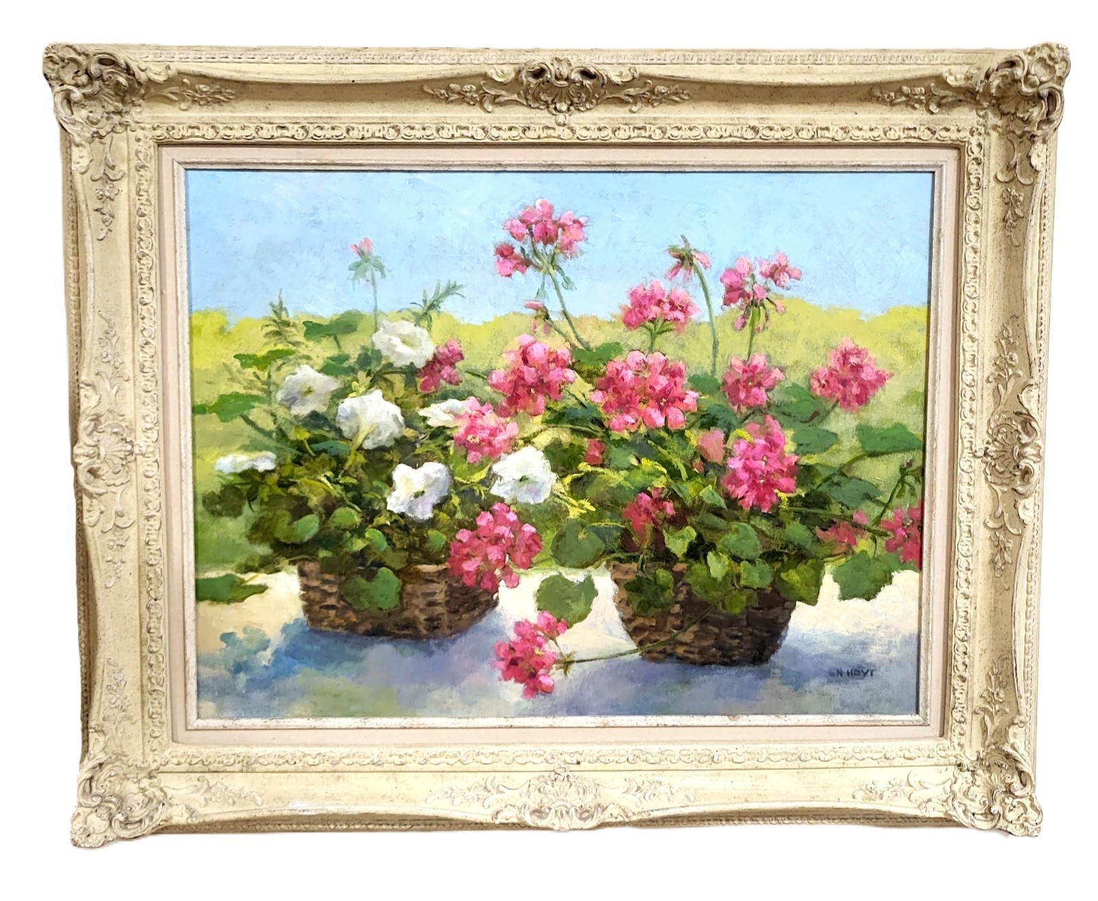 Vintage AMERICAN 20th C Framed OIL PAINTING Martha's Vineyard Flowers STILL LIFE Vintage AMERICAN 20th C Framed OIL PAINTING Martha's Vineyard Flowers STILL LIFE