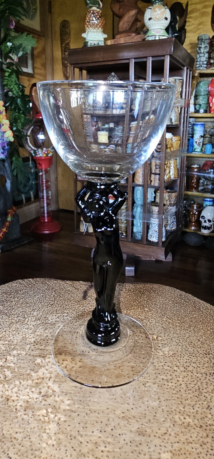 Trader Vic\'s Imperial glass Polynesian black stem lady cocktail glass tiki mug