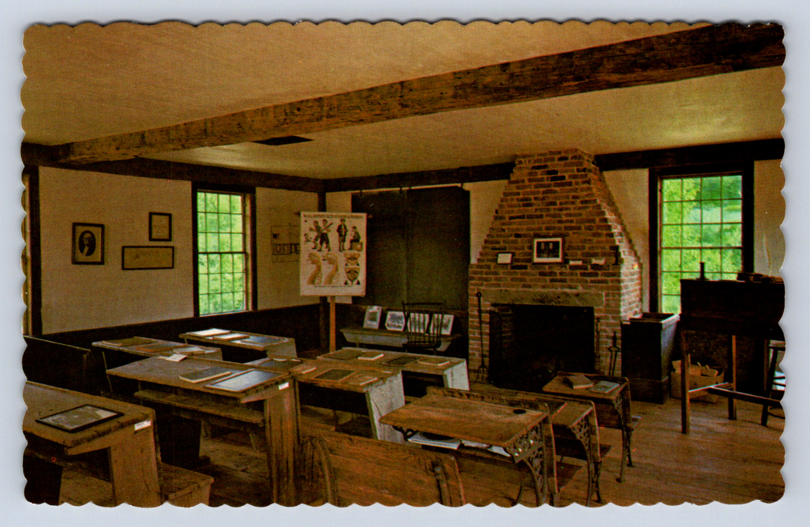 Vintage Postcard Eureka School House Vermont Interior