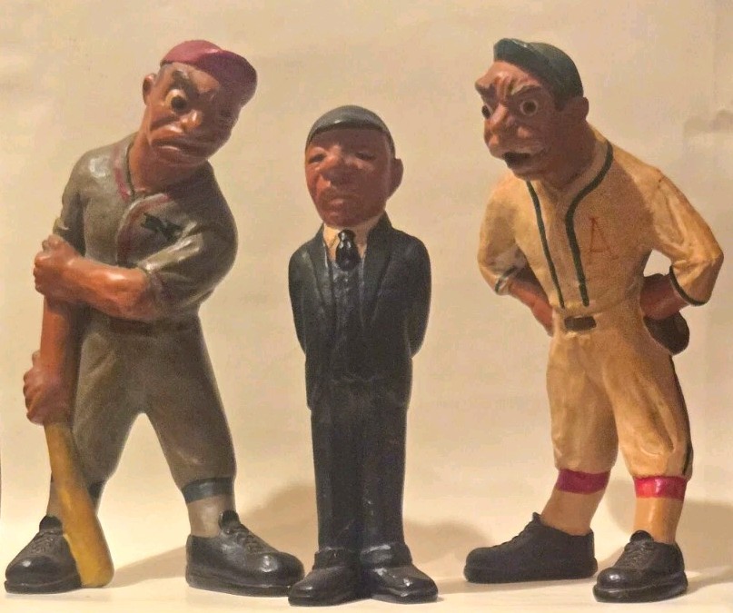 Vintage 1941 Lafayette Rittgers Chalkware Baseball Figurines Set Umpire Batter