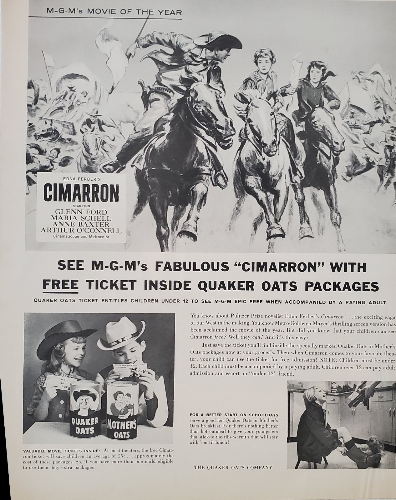 1961 MGM's Fabulous Cimarron Quaker Oats Vintage Cowboys Horses Vintage