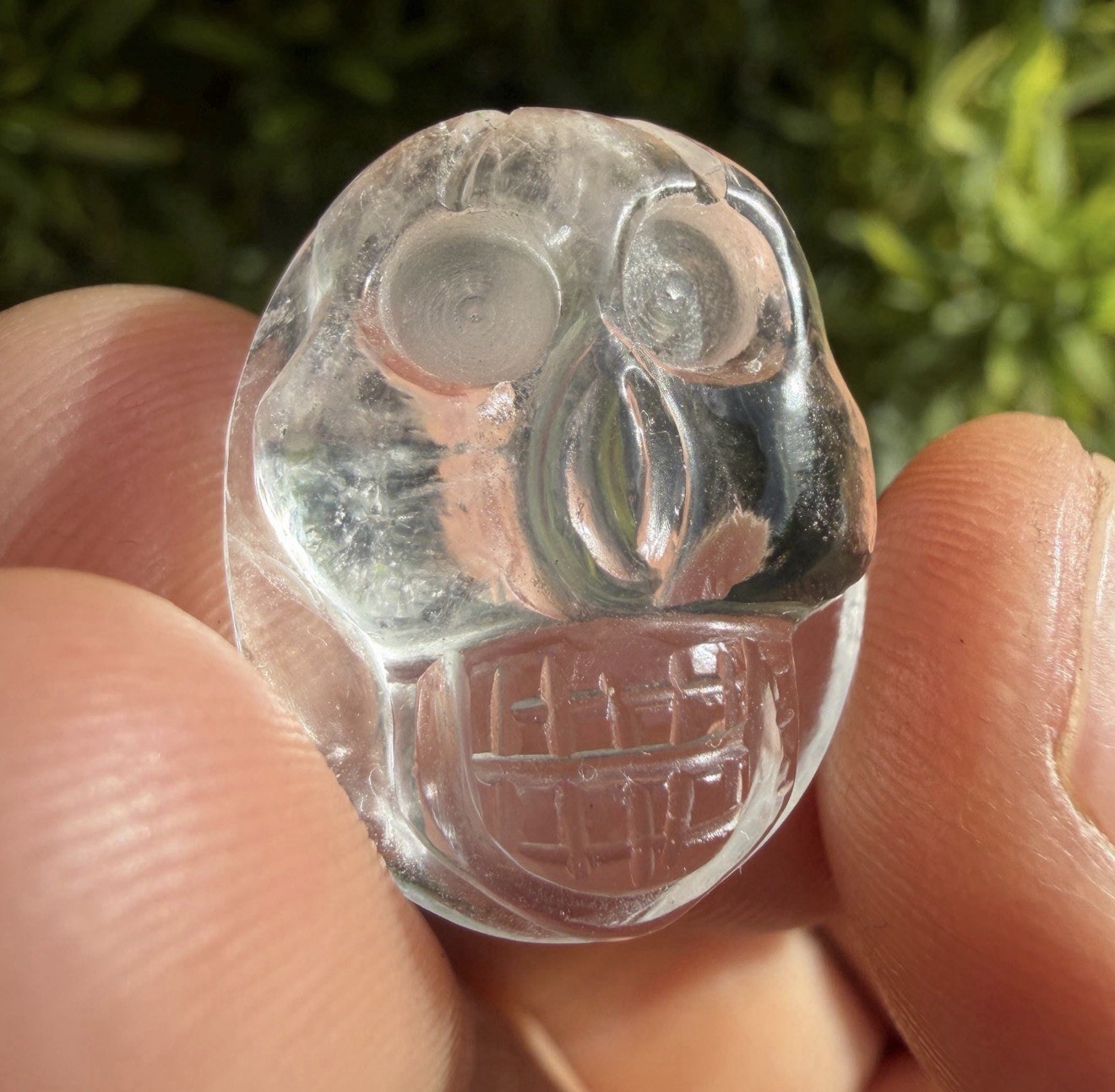 Colombian Clear Quartz Crystal Skull Hand Carved Polished Stone Sculpture 5.91g