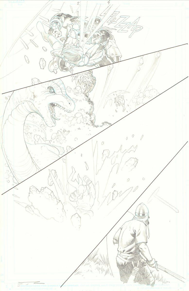 Eternals #2 p.4 - Ikaris and Thanos Battle Across Time - 2021 art by Esad Ribic