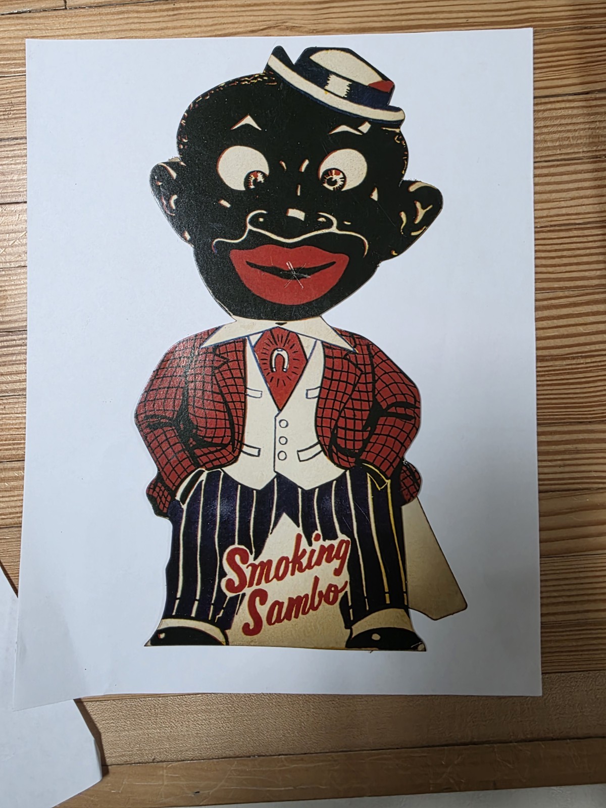 Vintage Black Americana Smoking Sambo Standee Fireworks Cardboard Novelty 1930\'s