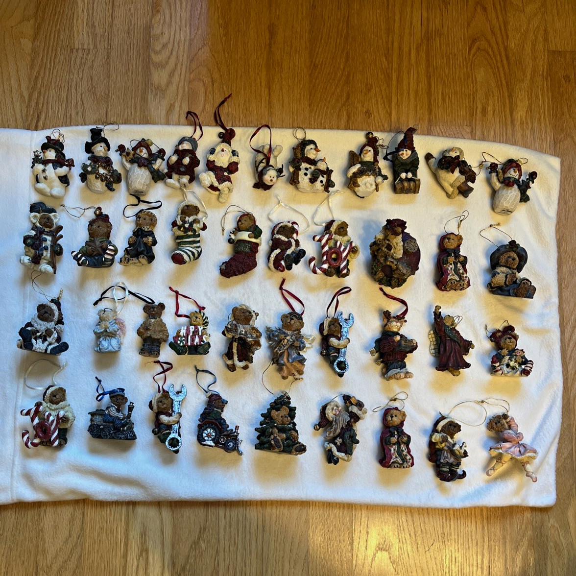   40 Boyds Bears Resin Ornaments Christmas Snowman,Train,Tractor VTG 1996-2002