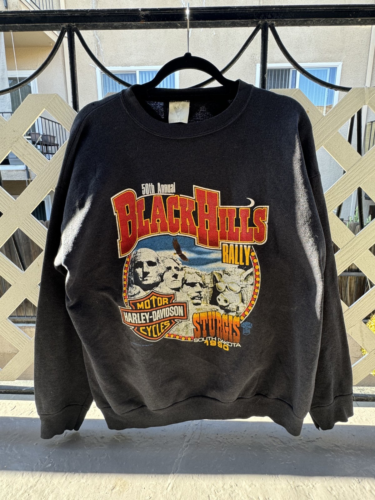 Vintage XL 1990 Vintage Harley Davidson Black Hills Sturgis Crewneck Original