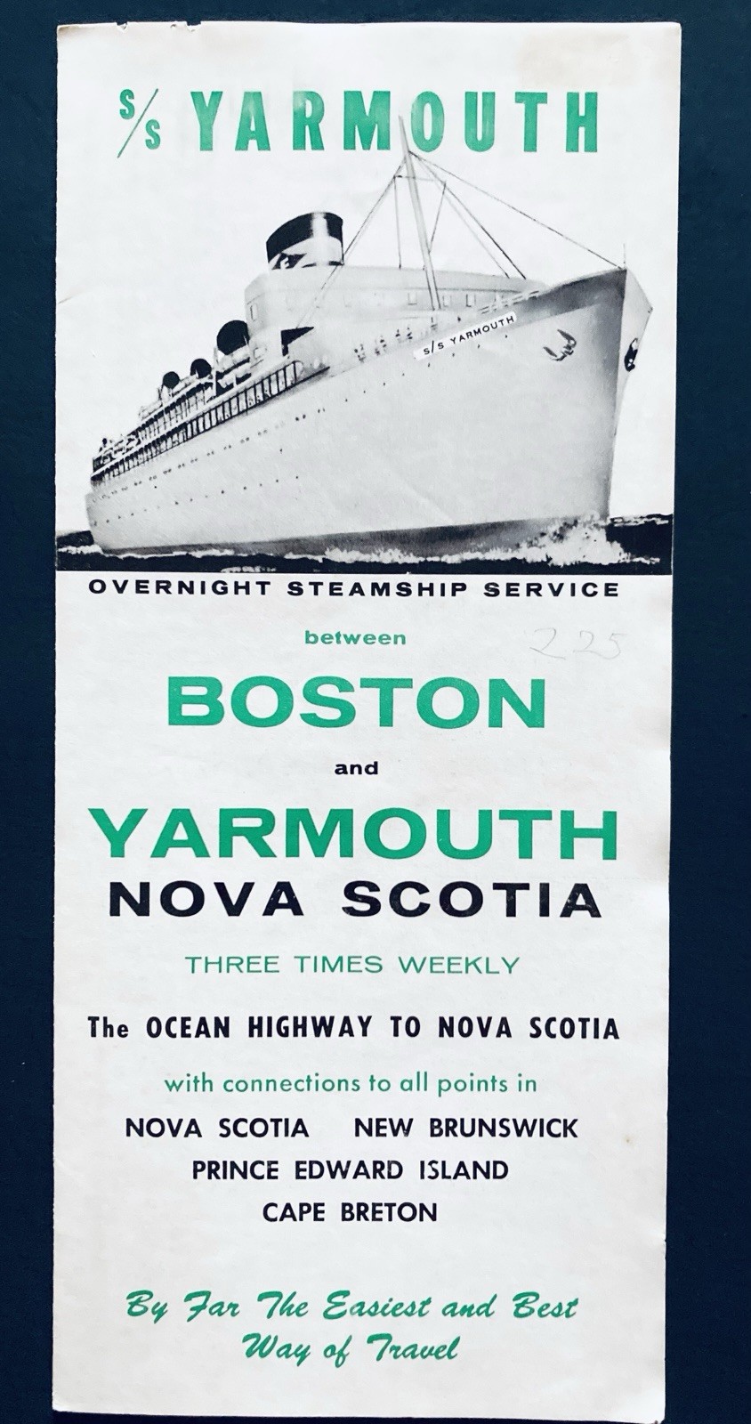 1958 SS Yarmouth Overnight Steamship Service Boston to Yarmouth Brochure 1958 SS Yarmouth Overnight Steamship Service Boston to Yarmouth Brochure