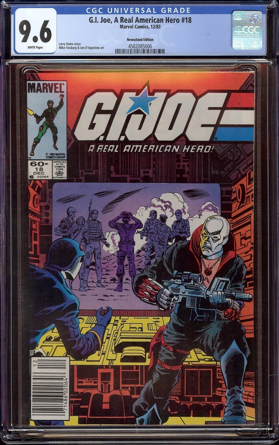 G.I. Joe, ARAH # 18 CGC 9.6 White (Marvel, 1983) Larry Hama Story, Newsstand