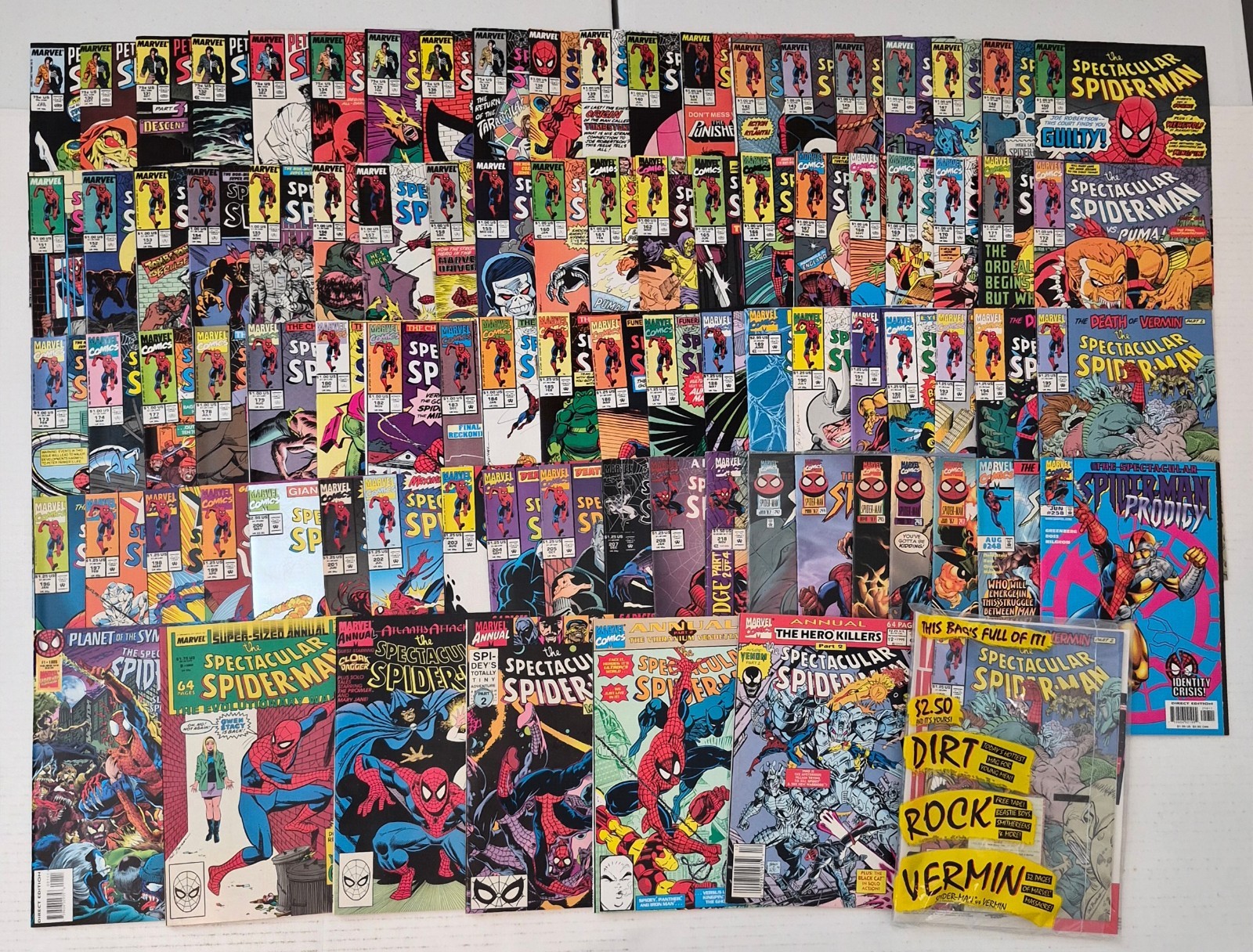 SPECTACULAR SPIDER-MAN Lot (87) #125-258* NM+ VF Many 1st Apps.  1985 High Grade