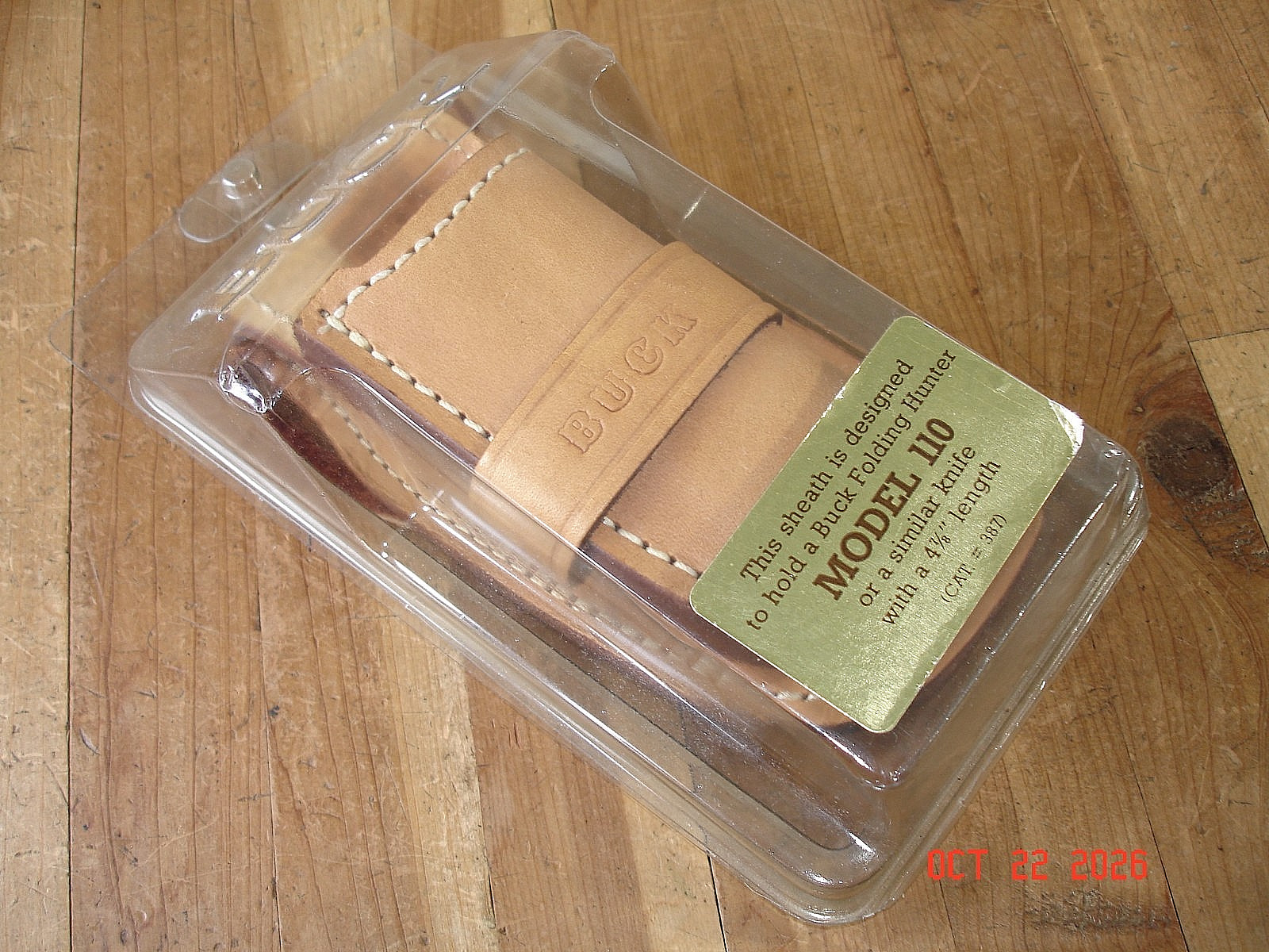 VINTAGE BUCK KNIFE 110 CUSTOM TAN LEATHER SHEATH TAN NO KNIFE ORIGINAL CLAMSHELL