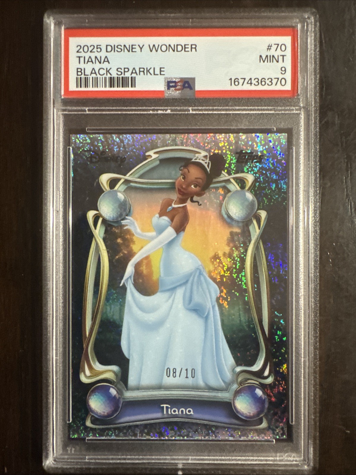 2025 Topps Disney Wonder Tiana Black Sparkle /10 Princess PSA 9 🔥🔥POP 1🔥🔥