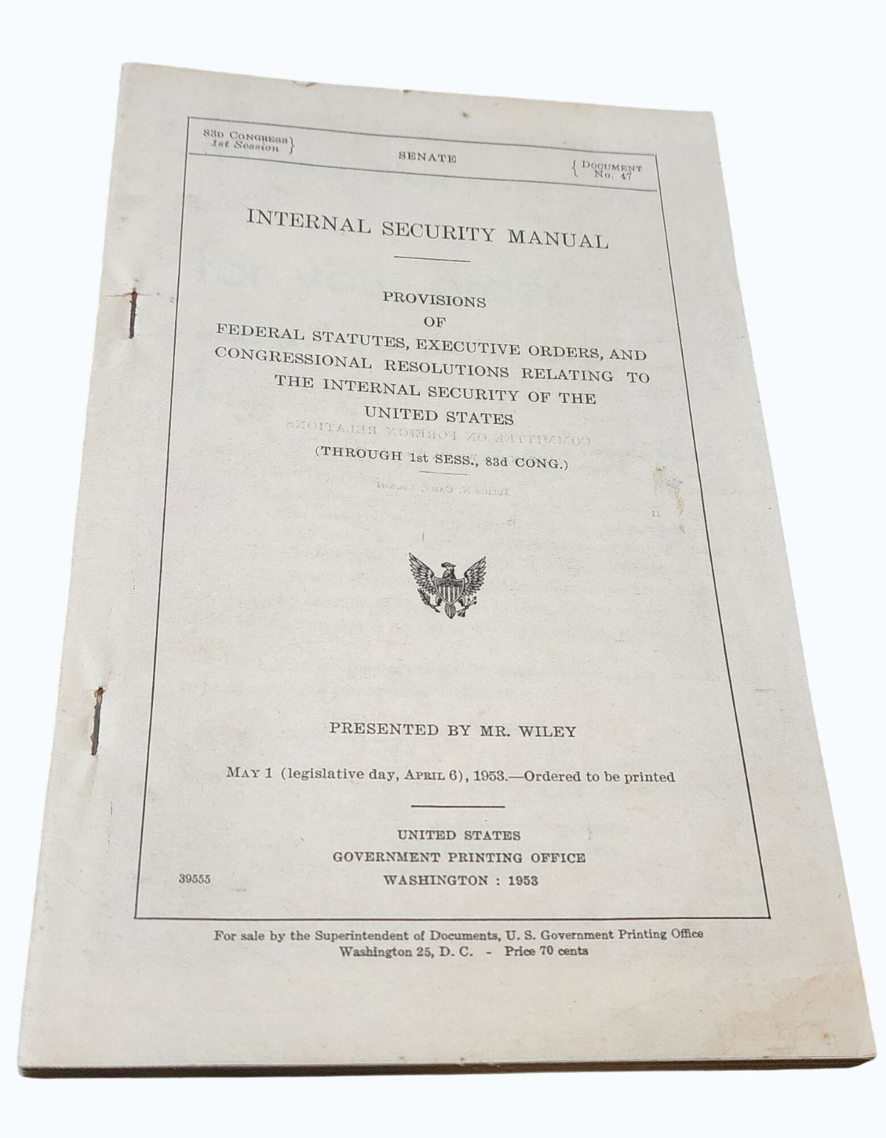 1953 Internal Security Manual Senate 83rd Congress 1st Session