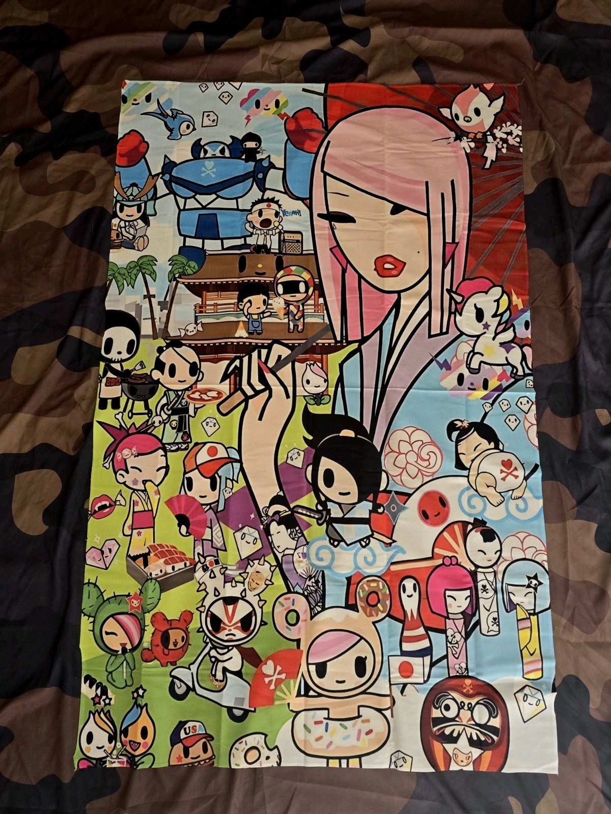 Tokidoki TKDK GEISHA GIRL HUGE Wall Banner Tapestry with hardware 2\'10\