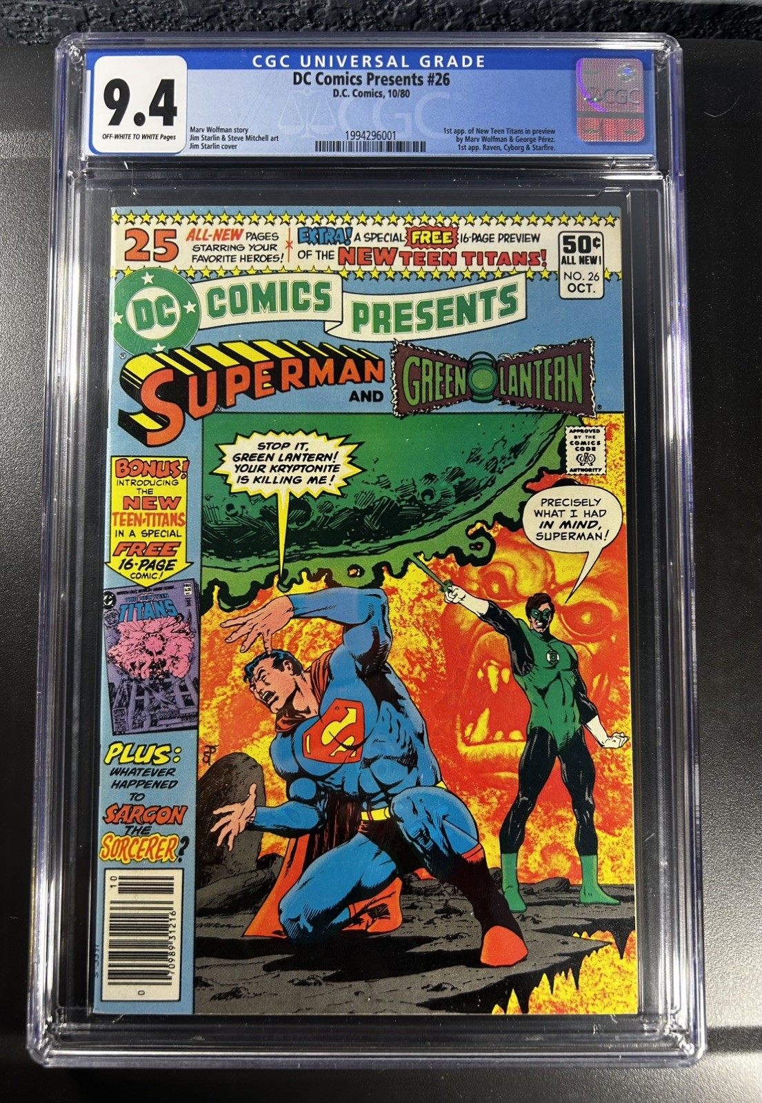 DC Comics Presents #26 CGC 9.4 1980 1st app. New Teen Titans DC Comics Presents #26 CGC 9.4 1980 1st app. New Teen Titans
