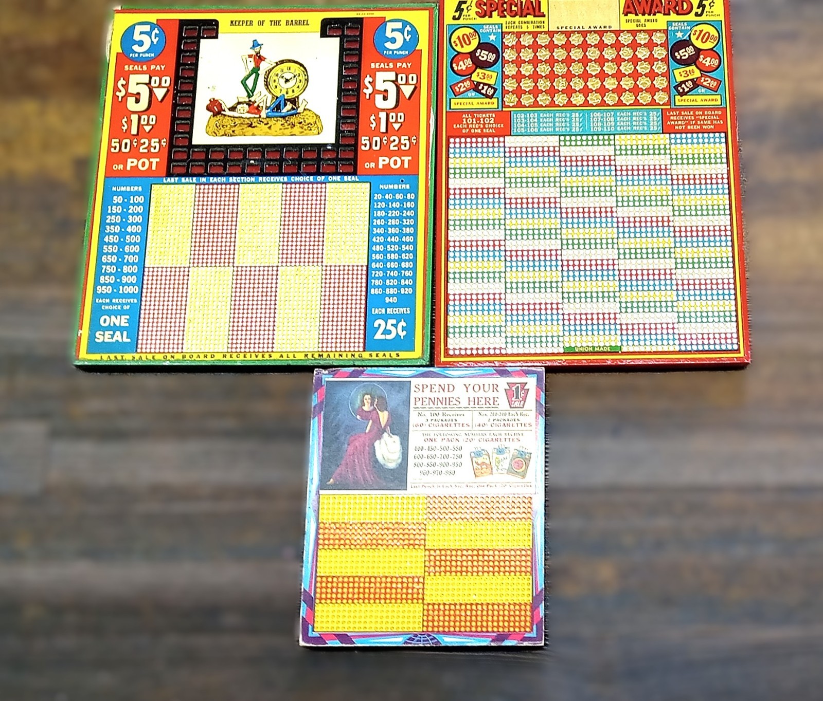 LOT of  THREE (3)   VINTAGE     PUNCH BOARDS         Unpunched