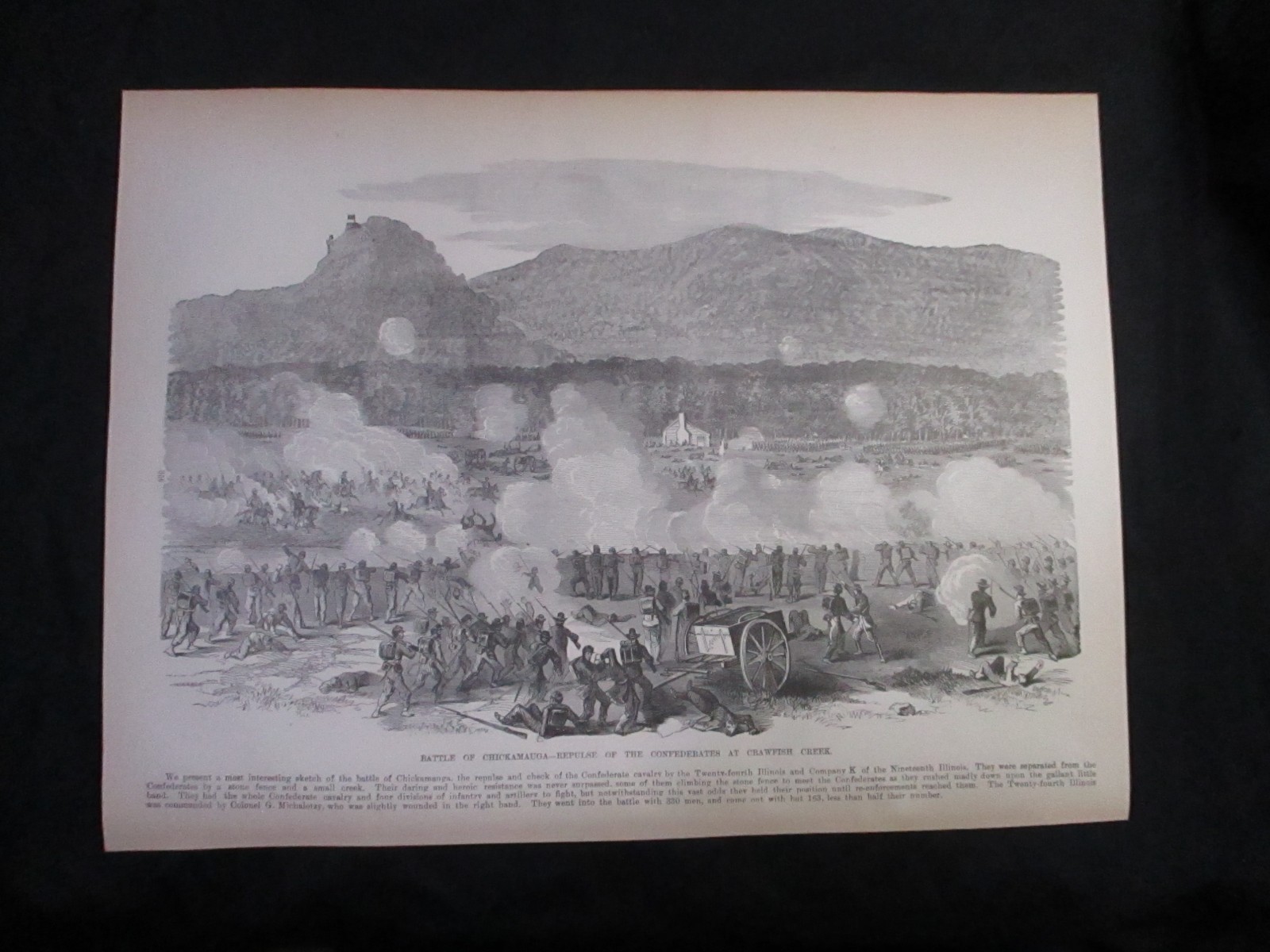 1885 Civil War Print - Battle of Chickamauga, Georgia - FRAME FOR A GIFT