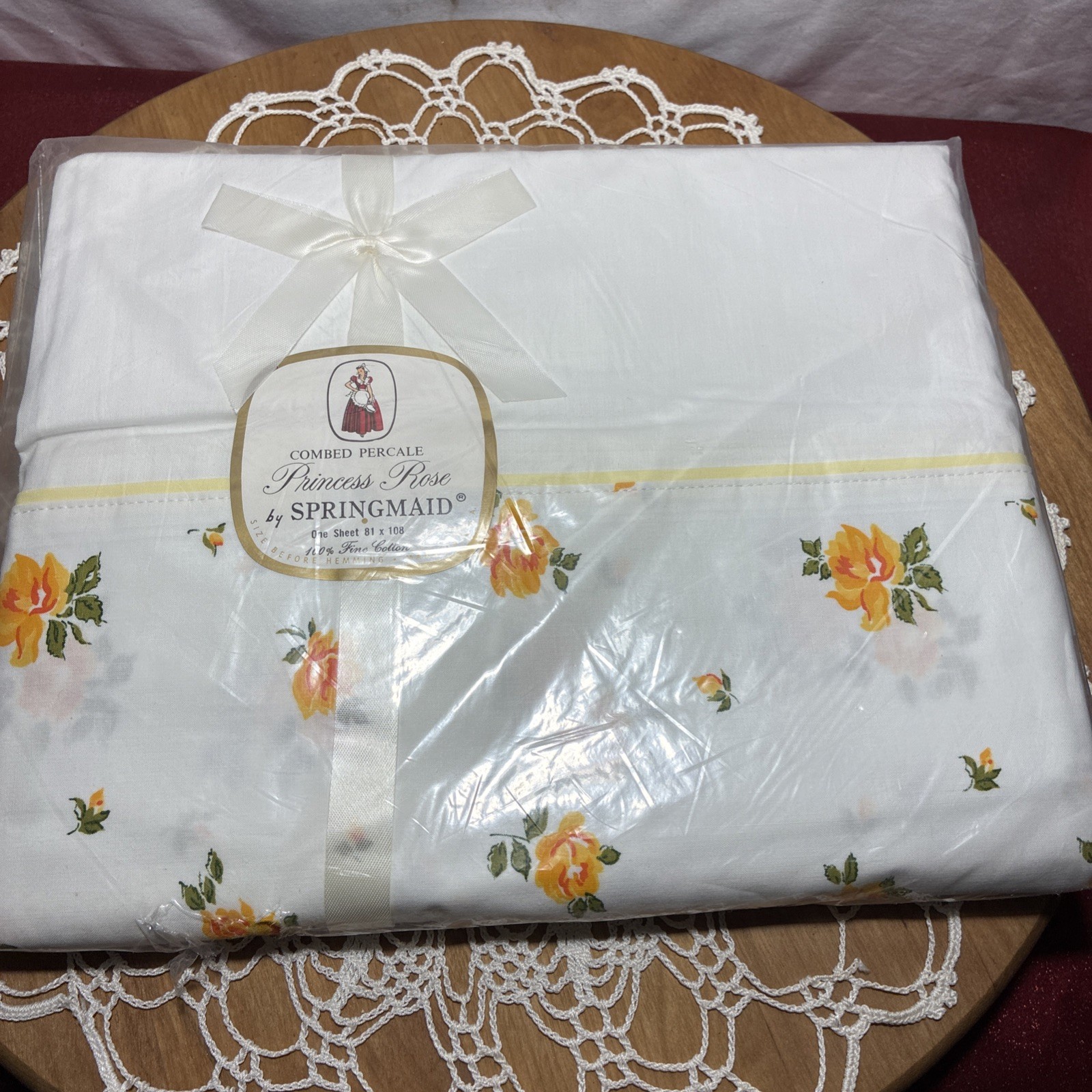 Vintage Springmaid Princess Rose 100% Fine Cotton Made in USA Sheet 81”x108”