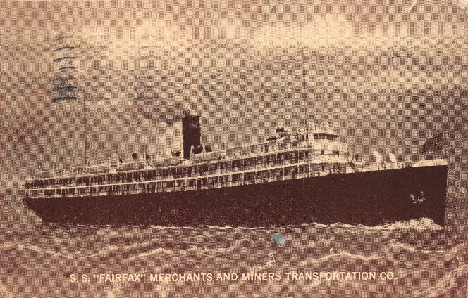 Vtg. c1930 S.S. Fairfax Merchants & Miners Transportation CO Postcard p1169