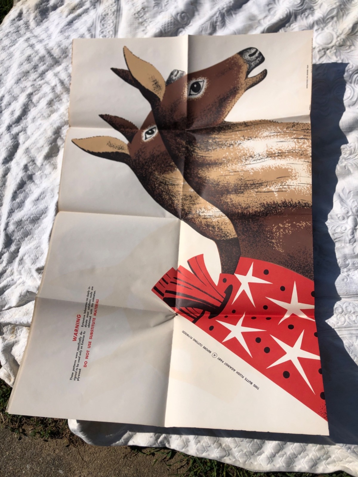 RARE 1956 Douglas Fir Plywood Vintage Large Christmas Cut Out Patterns NOS