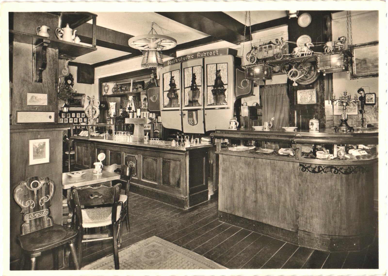 Duisburg Germany Postkutsche Restaurant Interior RPPC Real Photo Postcard 1958