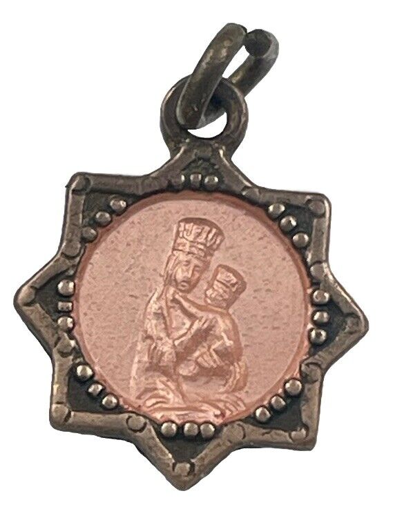 Vintage Catholic Madonna Del Sasso Locarno Peach Enamel Religious Medal
