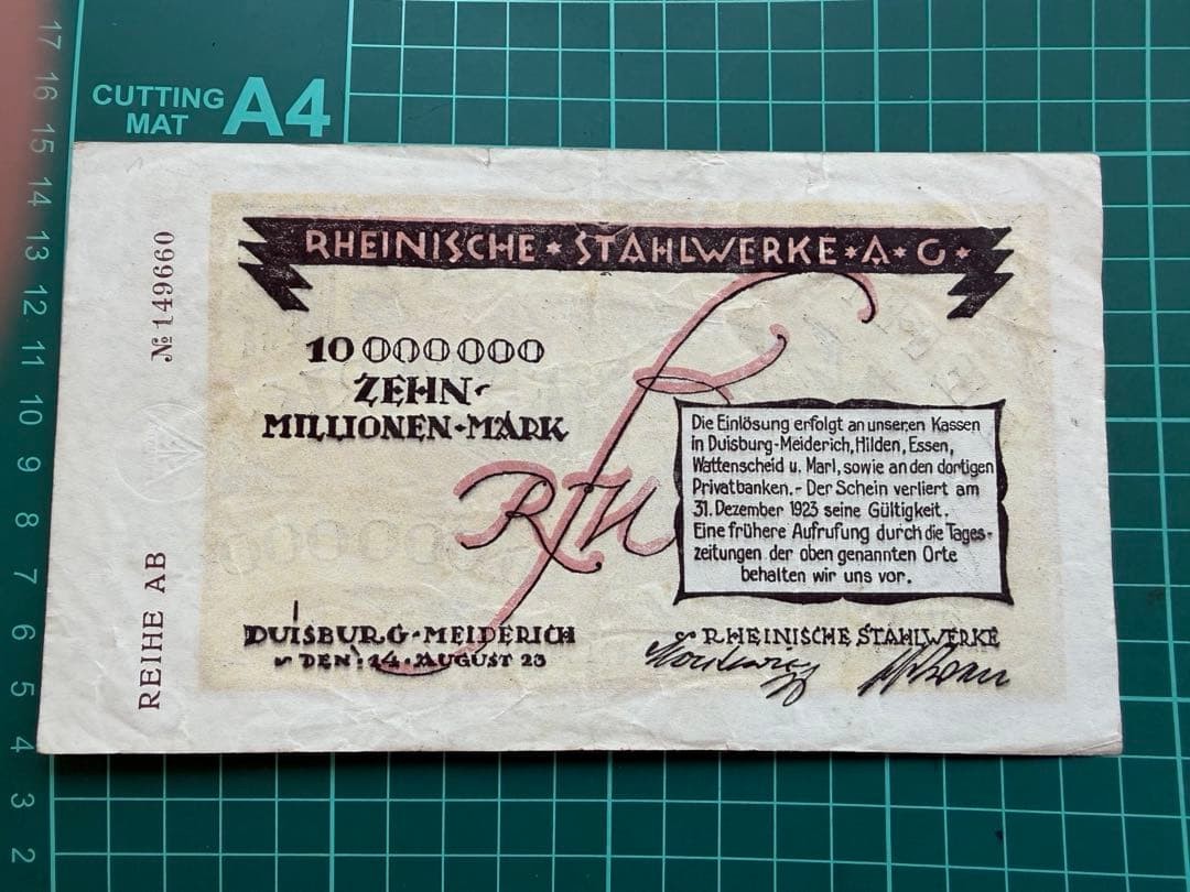 Vintage 10 Million Mark Banknote Germany Old Paper Currency Collectible