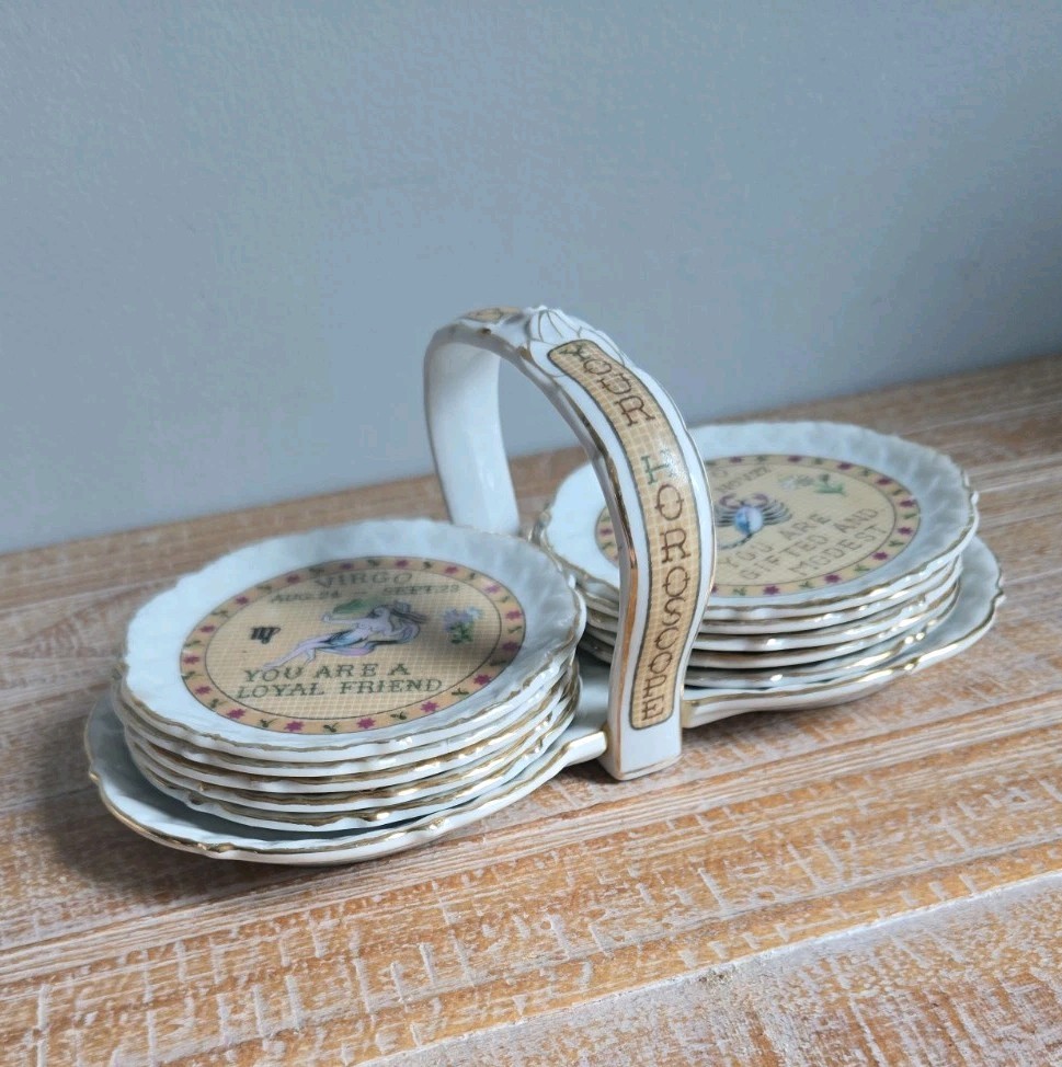 Ardalt Lenwile Zodiac Astrology Mini Porcelain Plates (Not Full Set, 2 Damaged)