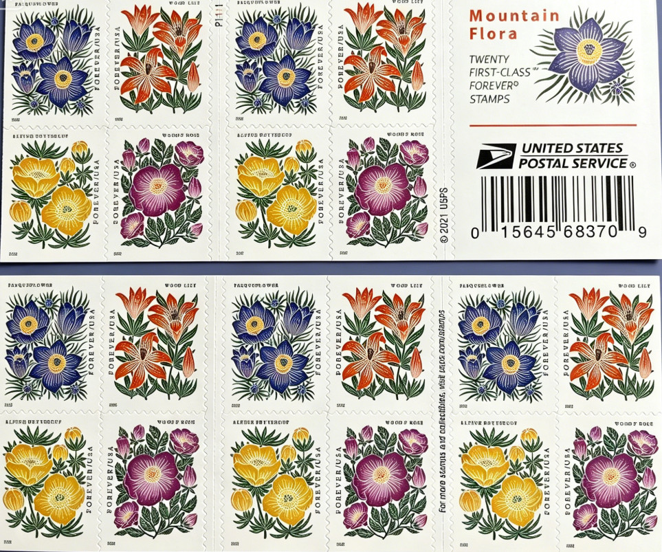 5 Sheets Total 100 Pcs in total-2022 US MOUNTAIN FLORA MNH Scott# 5676 - 56
