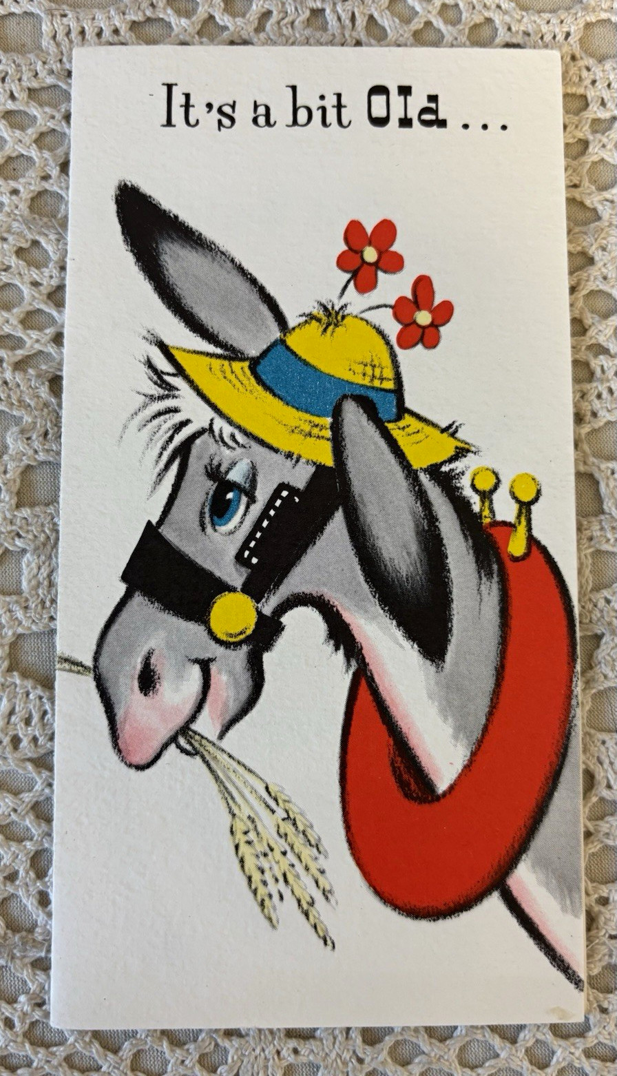 Vtg Forget-me-not Donkey Birthday Card Used 