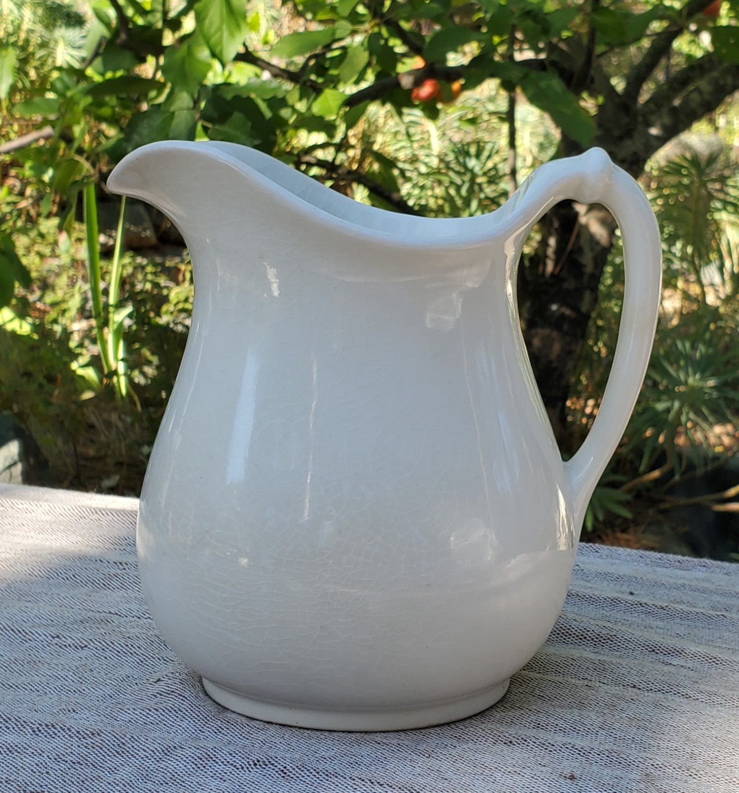 Vintage White Ironstone Pitcher Large 9” Farmhouse Water Jug , Homer Jaughed 98l