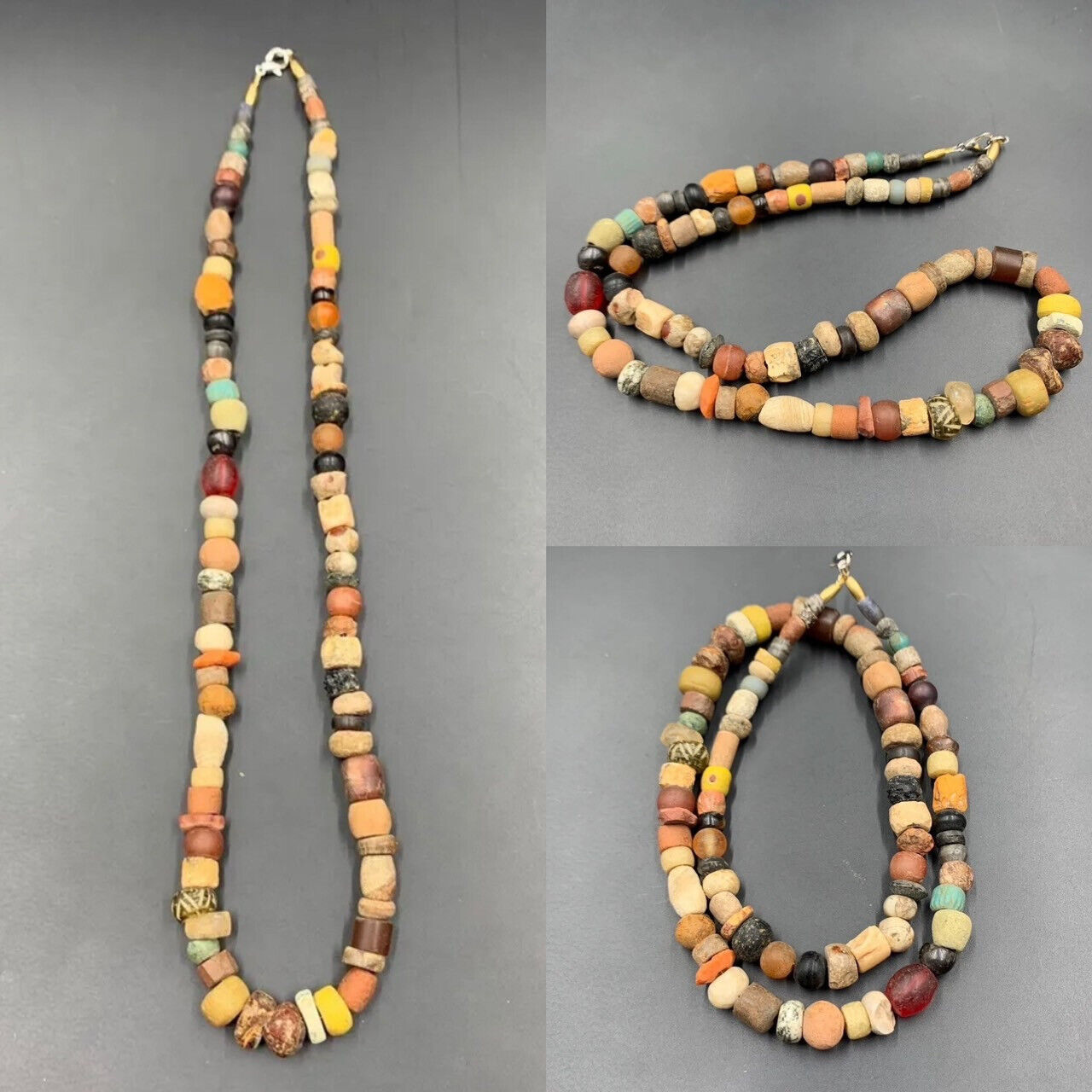 Very unique ancient old mix stone with few ancient glass beads necklace .