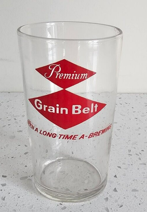 Grain Belt Beer Shell Glass / Vtg Barware Advertising / Man Cave Home Bar Decor