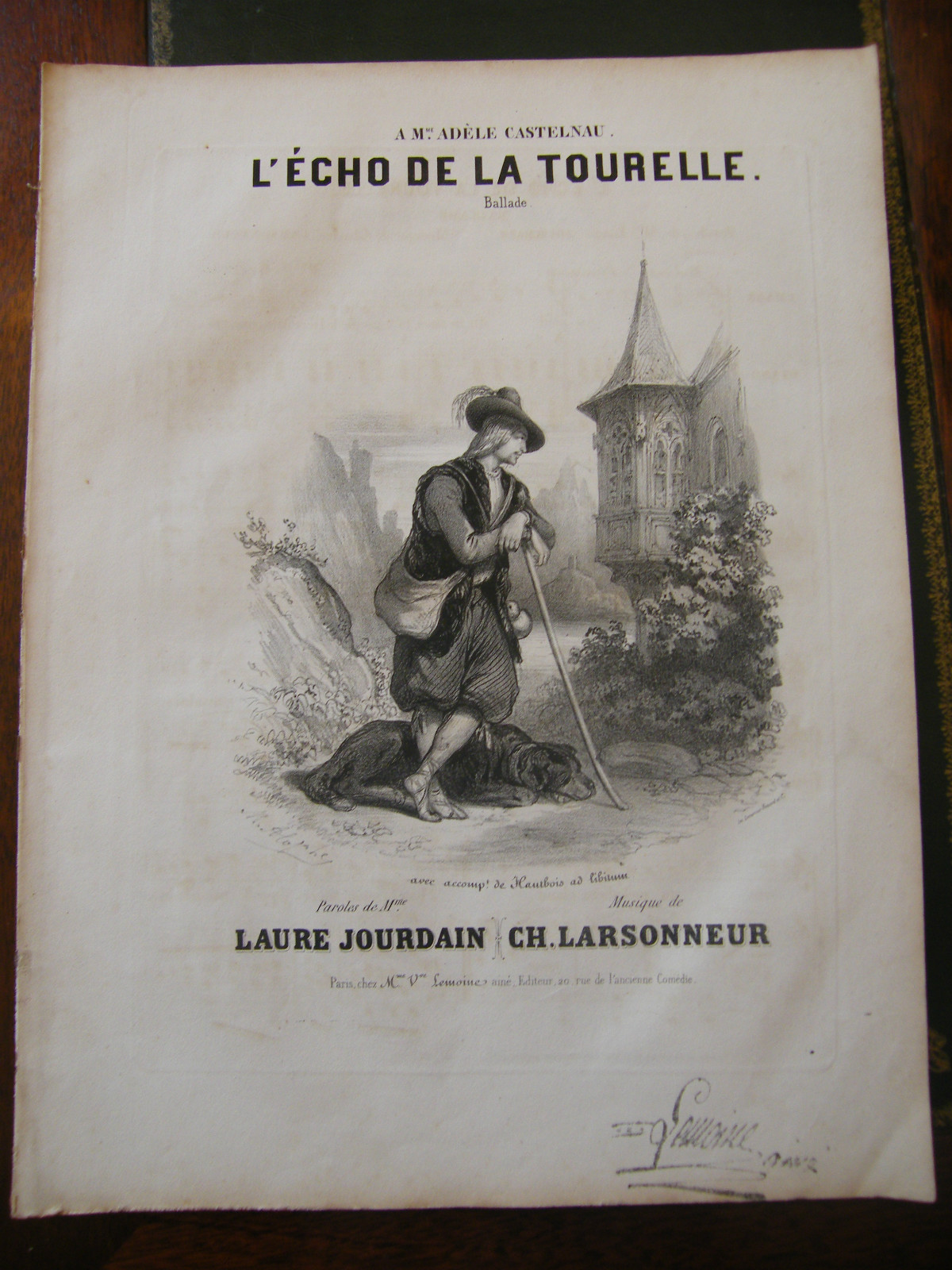 Partition Sheet Music 19th Century L\'Écho De La Tourelle Eau Forte Larsonneur