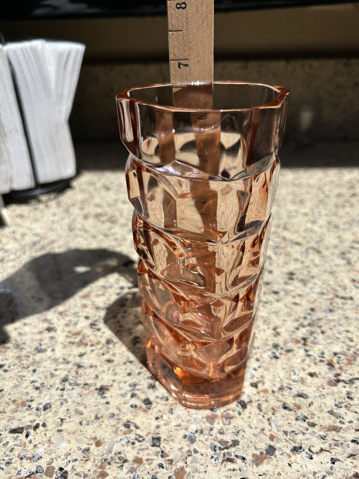 Vintage Arcoroc Pink Depression Glass 7” Vase