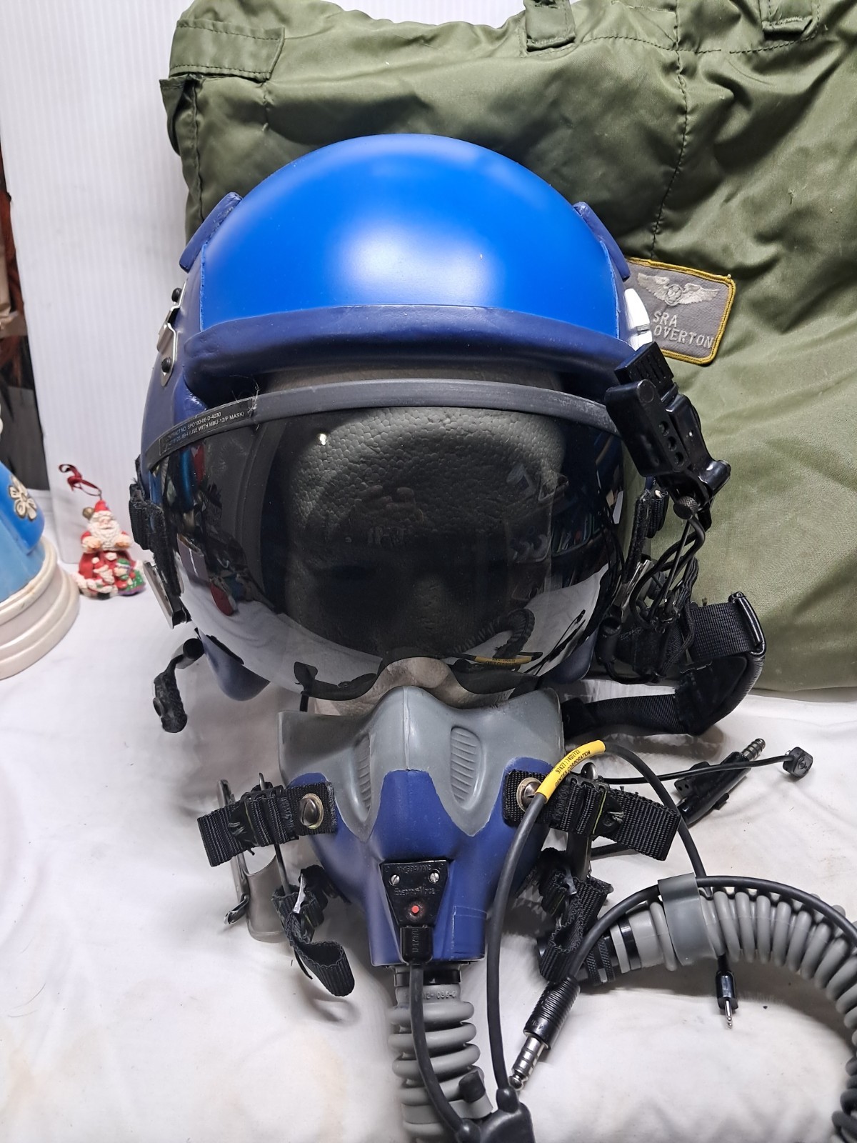 Vintage Flight Helmet Stars F/A -18 MBU-12/P Oxygen Mask USAF Aviation bag XL