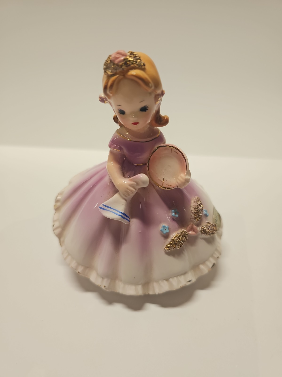 VINTAGE ERICH STAUFFER ARNART GIRL PORCELAIN FIGURINE FOIL STICKER ☆PLS READ 