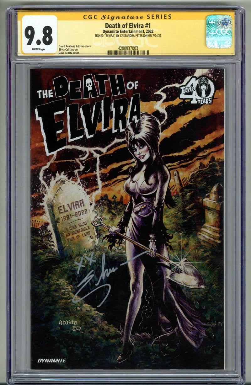 THE DEATH OF ELVIRA #1 CGC 9.8 SS SIGNED CASSANDRA PETERSON LOW POP VERY RARE