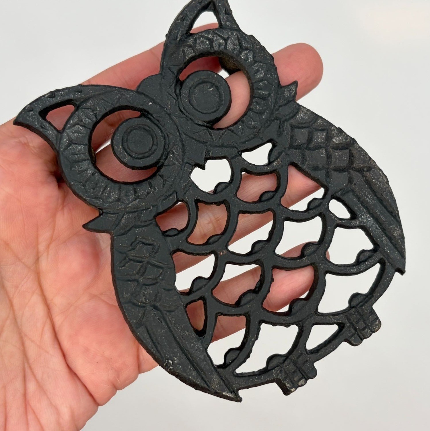 Vintage Cast Iron Owl Trivet 