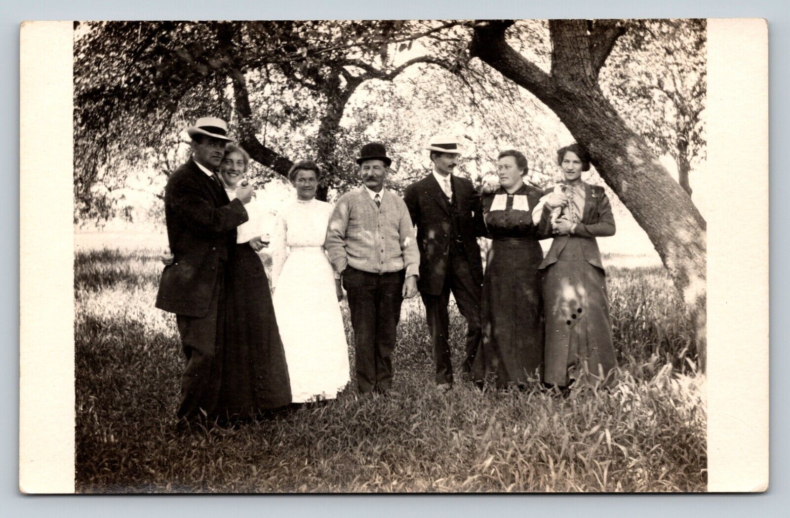 RPPC People Holding Birds in Woods Nice Hats AZO 1904-1918 ANTIQUE Postcard 1437