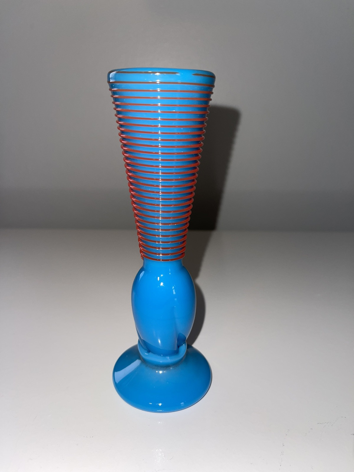Handblown Almost Perfect Glass APG Glass Vase 6” Blue/Red