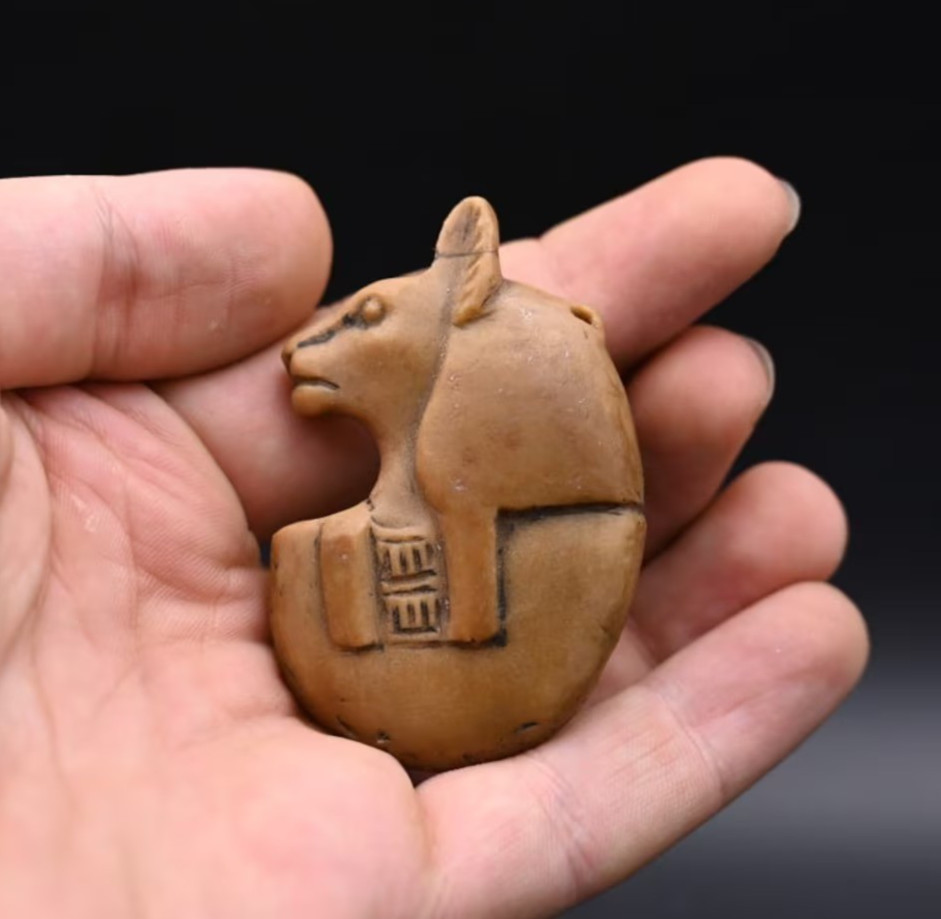 Authentic Ancient Egyptian Antiquities Sekhmet Amulet Stone Necklace Egyptian BC