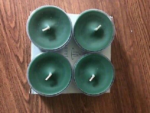 Partylite 1 box of 4 GREEN BALSAM SNOW EXTRA LARGE Tealights NIB