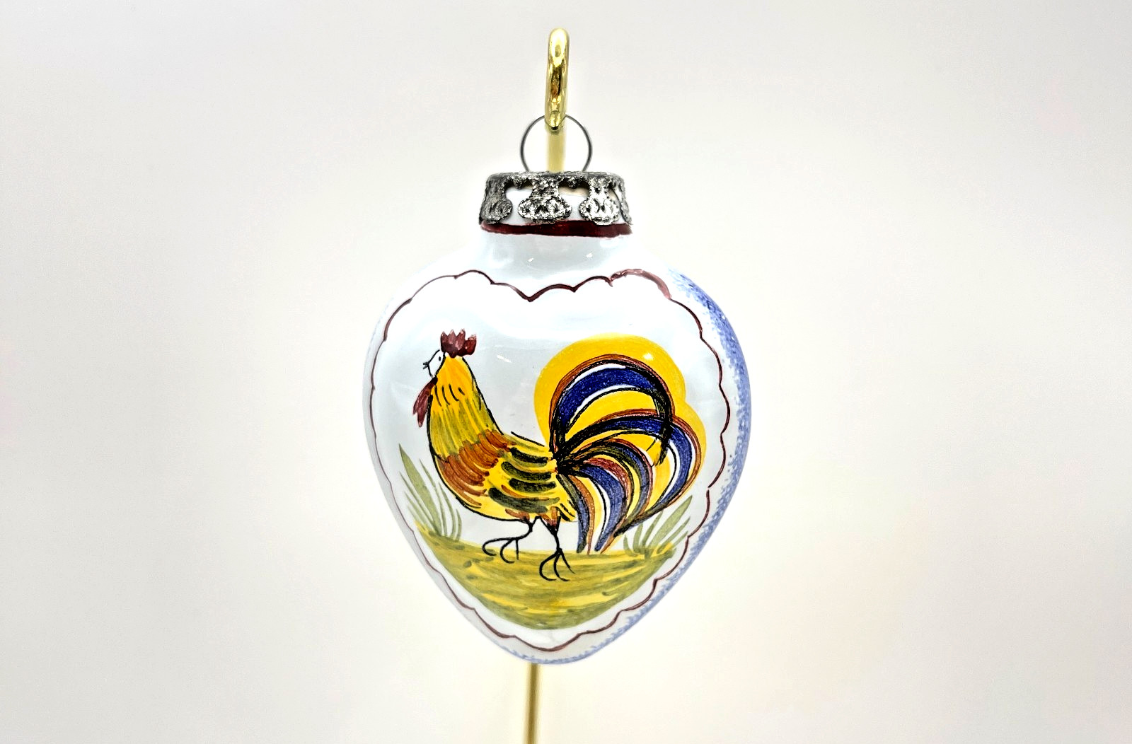 Vintage HB Henriot Quimper 1990 Noel Christmas Ornament Rooster Faience France