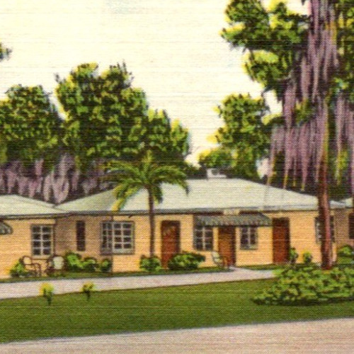* VTG Linen Postcard Lake Brentwood Court Avon Park FL c1954 Picture Postcard