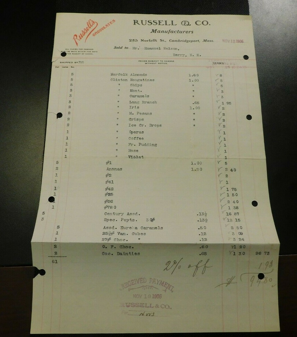 1906 RUSSELL & CO MANUFACTURERS VINTAGE LETTERHEAD   e1281XST1