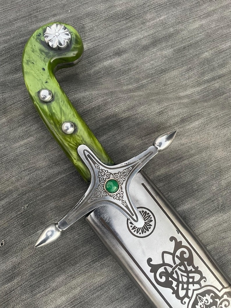 Handmade Damascus Steel Ottoman Shamshir Sword Islamic Curved Blade 38\
