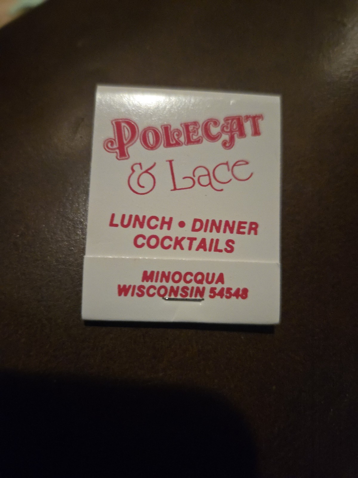 Vintage Polecat & Lace Matchbook Minocqua Wisconsin