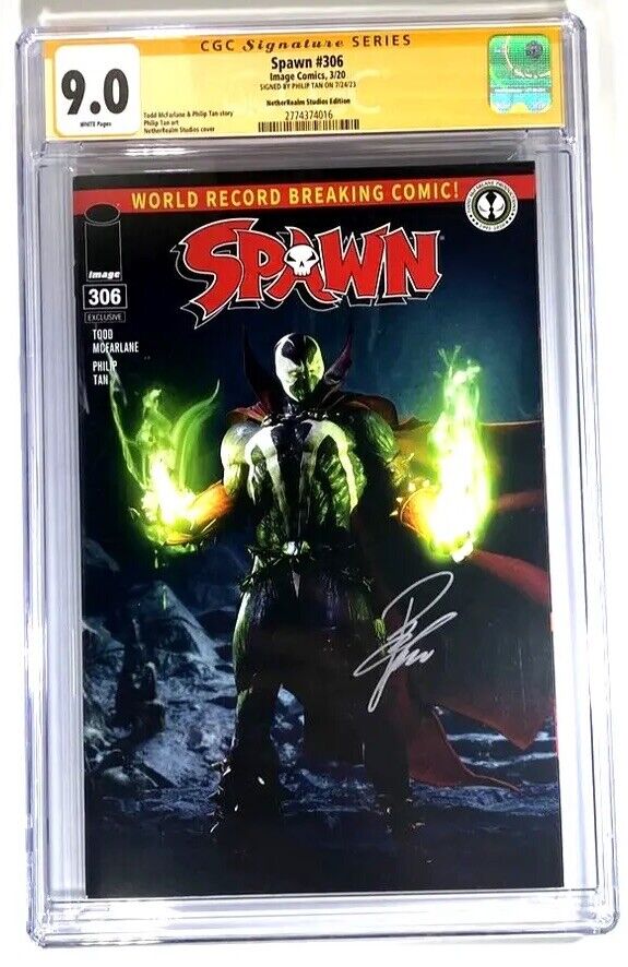 Spawn #306 NetherRealm Variant CGC SS 9.0 Signed By Philip Tan